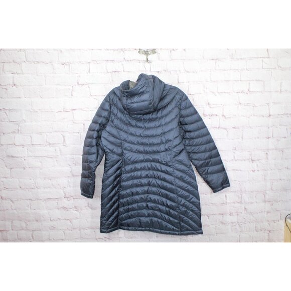 LL Bean Ultralight 850 Down Hooded Coat Three Quarter Length Mariner Blue XL - Picture 7 of 11